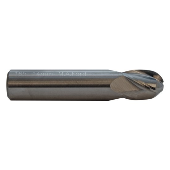 Picture of M.A. Ford 16550000A Dia 1/2 SH 0.50 LOC 0.6250 OAL2.50 End Mill Standard Flute Standard Helix Carbide AlTiN Single End Ball NoseBall TuffCut® GP